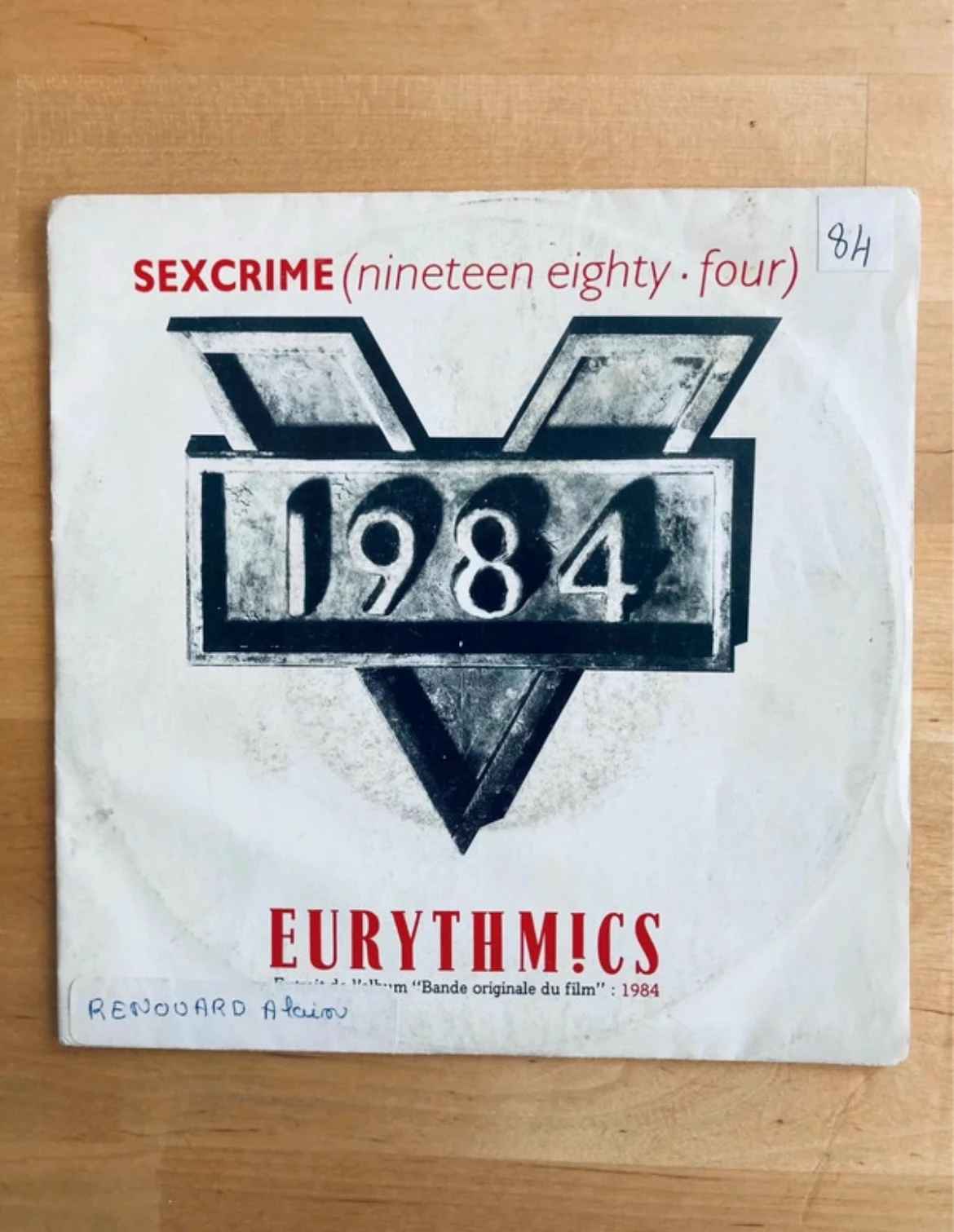 Disque vinyle 45T Eurythmics 1984.